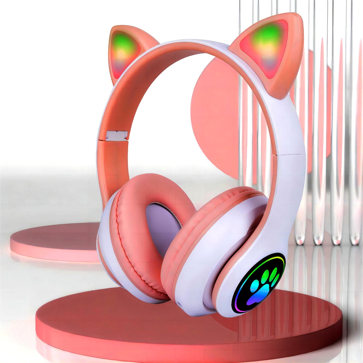 Cat Ear Bluetooth Headset Wireless with LED Light