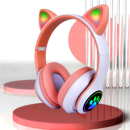 Cat Ear Bluetooth Headset Wireless with LED Light