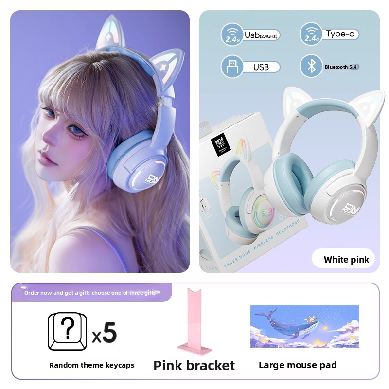 Cat Ear Gaming Headset with RGB Lighting