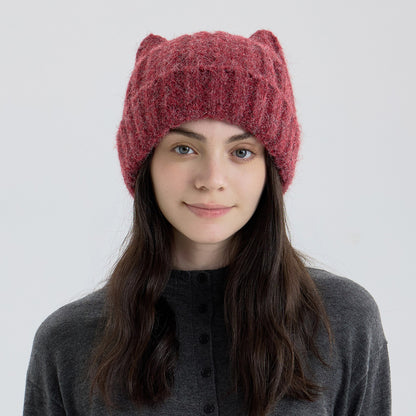 Cat Ear Knitted Wool Winter Hat