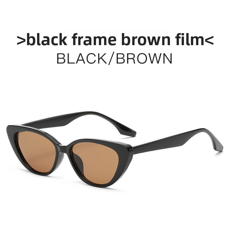 Cat-eye sunglasses in dark brown color for women