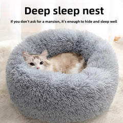 [thick velvet] donut plush nest (gray)