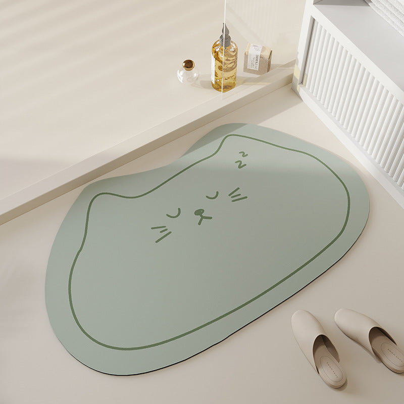 Cat Pattern Diatom Mud Bathroom Mat