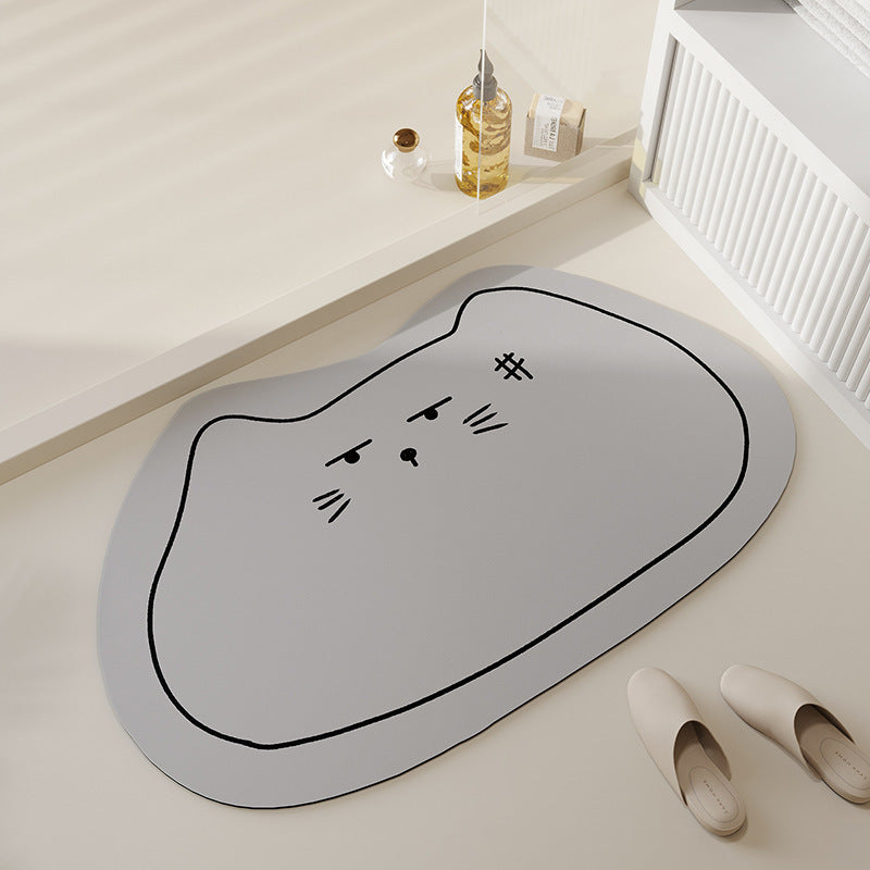 Cat Pattern Diatom Mud Bathroom Mat