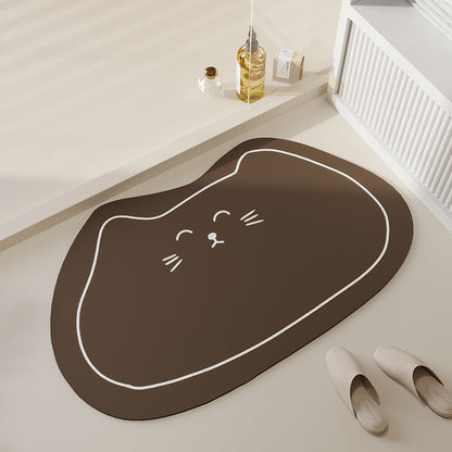Cat Pattern Diatom Mud Bathroom Mat