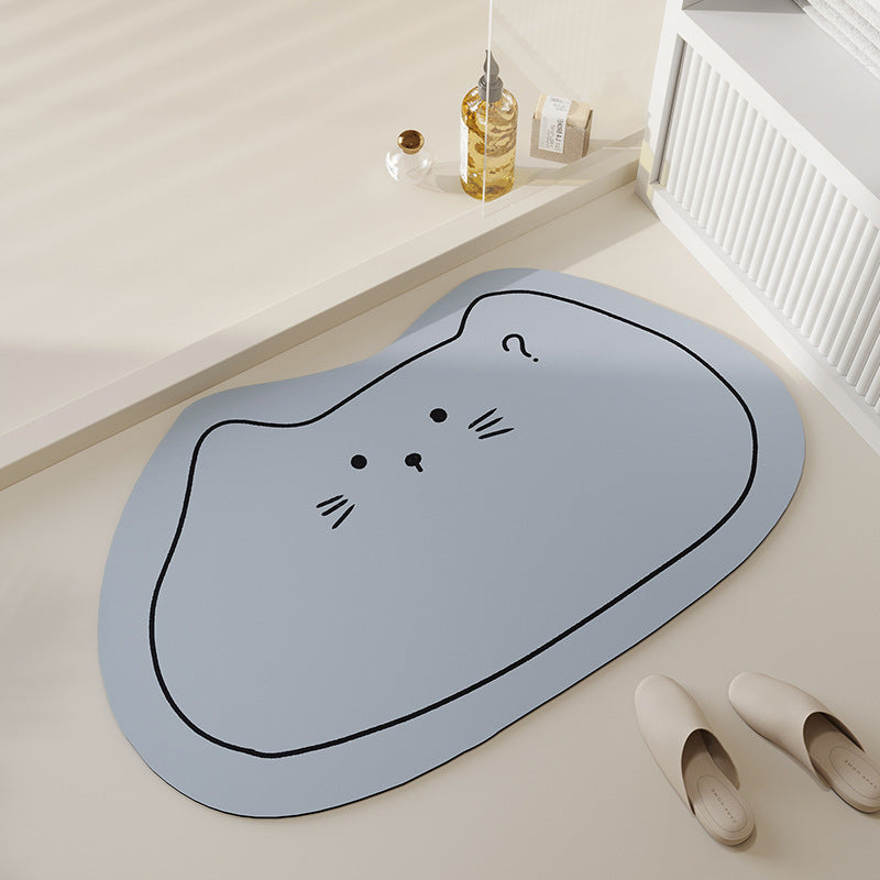 Cat Pattern Diatom Mud Bathroom Mat