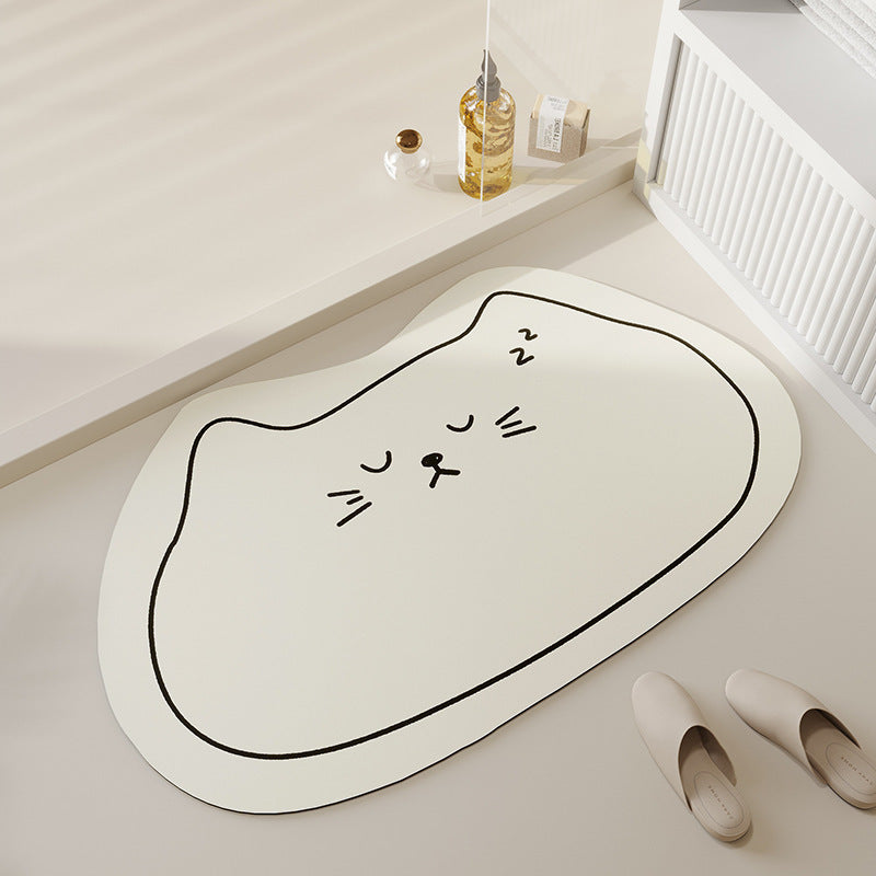 Cat Pattern Diatom Mud Bathroom Mat
