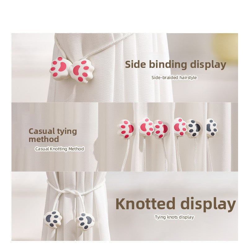 Cat Paw Curtain Tiebacks Magnetic No-Drill Curtain Holders