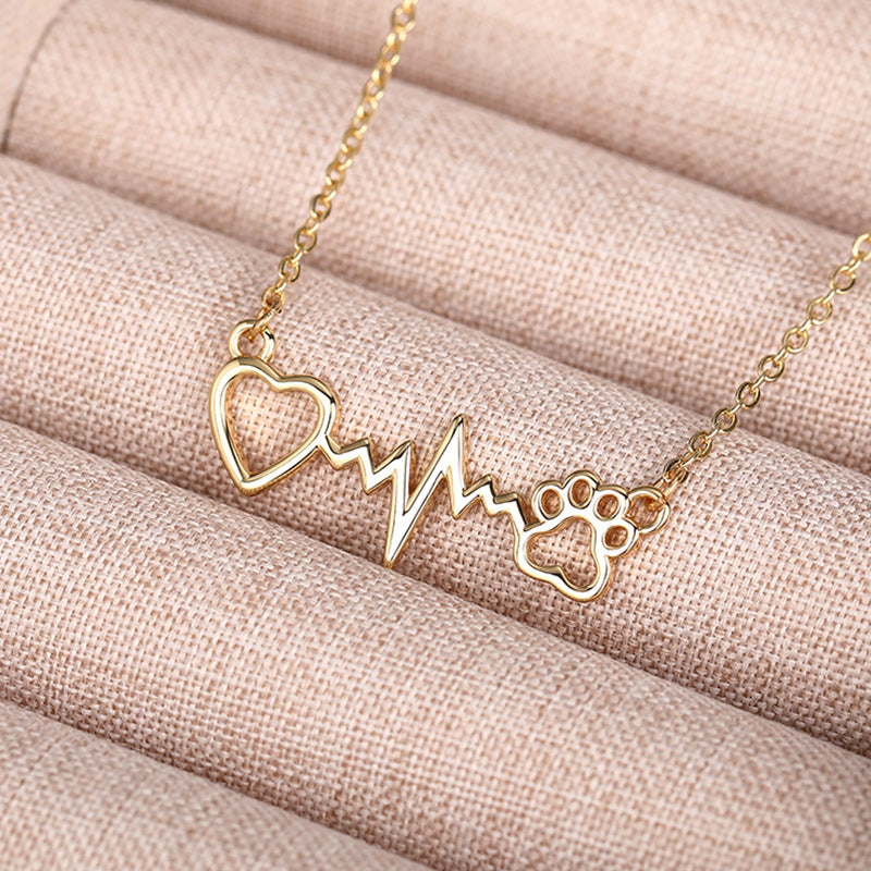 Cat Paw Love Heart-shaped Necklace