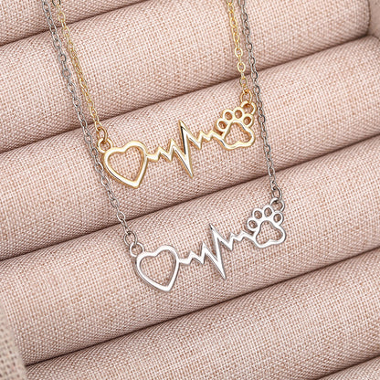 Cat Paw Love Heart-shaped Necklace