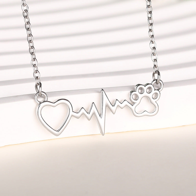 Cat Paw Love Heart-shaped Necklace