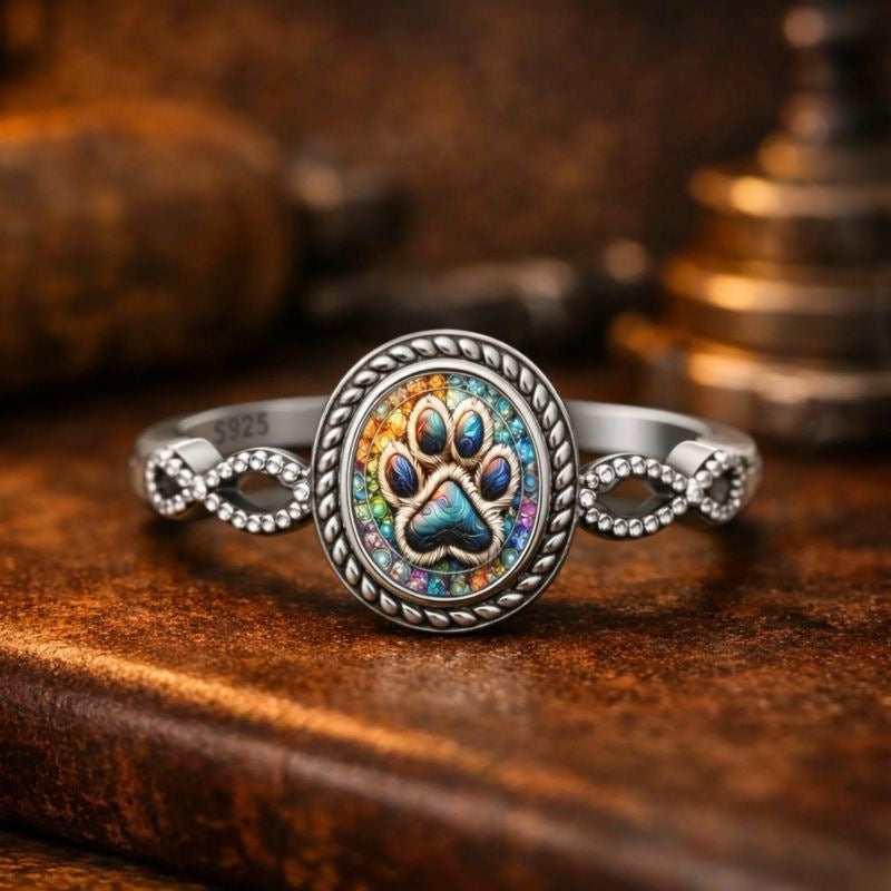 Cat Paw Ring with Gemstones Pet