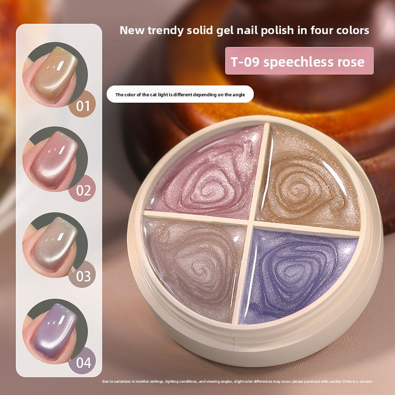 Cat's Eye Solid Nail Polish with Glass Beads Effect