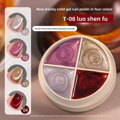 Cat's Eye Solid Nail Polish with Glass Beads Effect