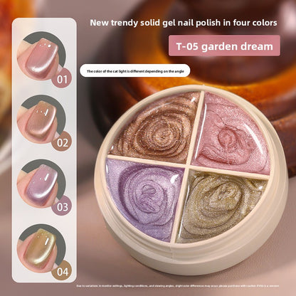 Cat's Eye Solid Nail Polish with Glass Beads Effect