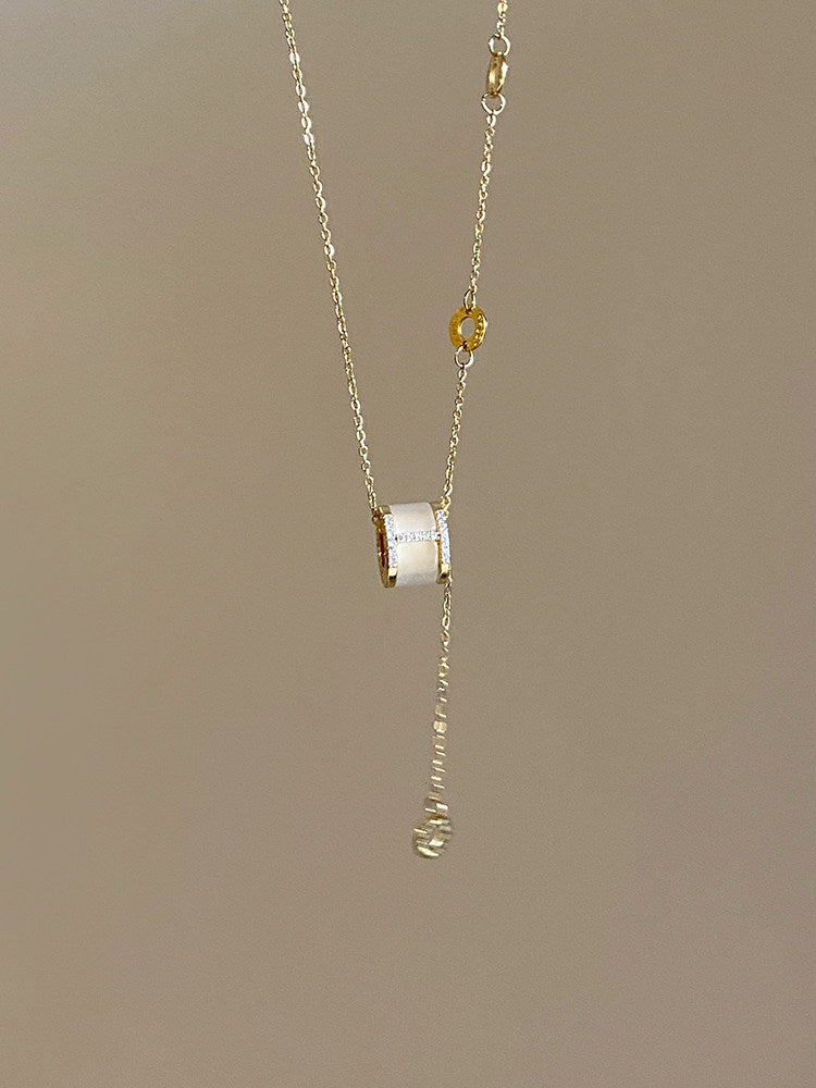 Cat's Eye Stone Tassel Necklace
