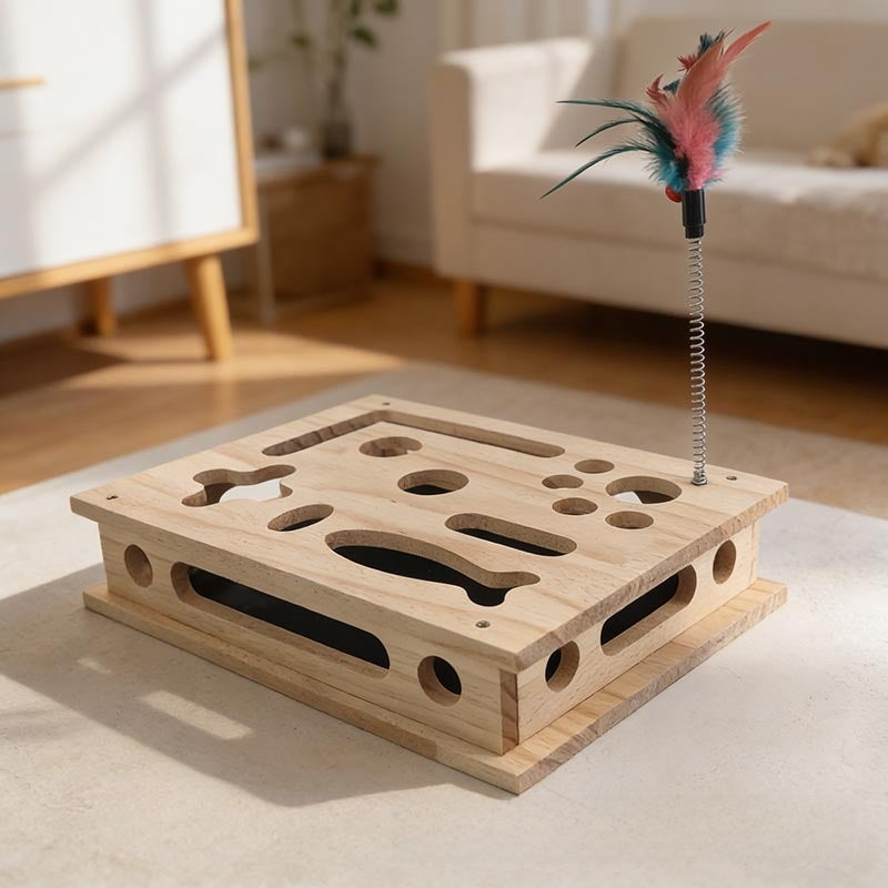 Cat Scratching Toy Box with Interactive Games