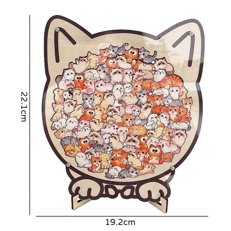 Cat Shaped Wooden Stacking Puzzle
