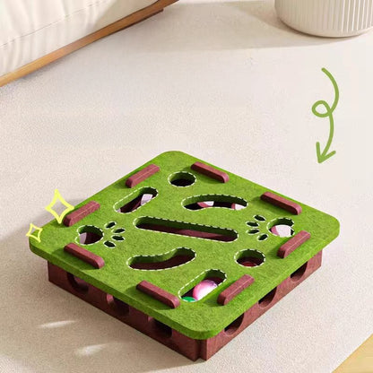 Cat Toy Self-Entertainment Boredom-Relief Gadget for Kittens and Cats, Educational Maze, Hole-Punching Felt Box, Teasing Cat Bell Ball