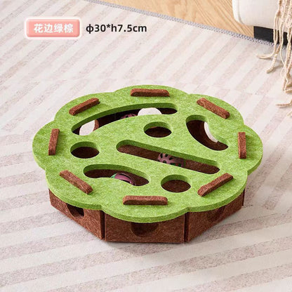 Cat Toy Self-Entertainment Boredom-Relief Gadget for Kittens and Cats, Educational Maze, Hole-Punching Felt Box, Teasing Cat Bell Ball