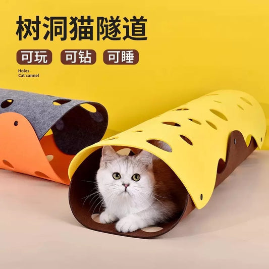 Cat Tunnel Can Be Spliced, Removable and Washable Cat Nest Felt Cat Tree Hole Rolling Dragon Universal Cat Toy Wholesale for All Seasons