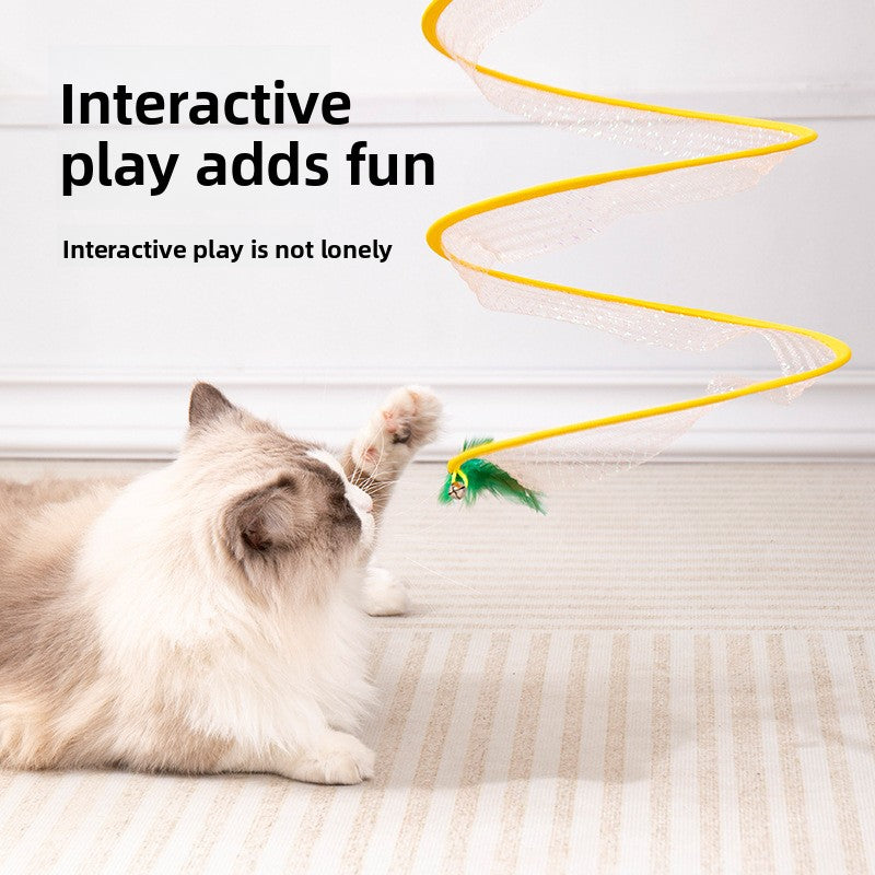 Cat Tunnel Toy with Teaser Stick