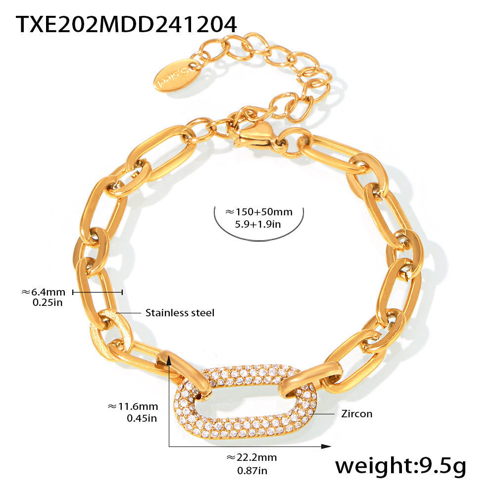 Buy Titanium Steel Zircon Clavicle Necklace & Bracelet Set