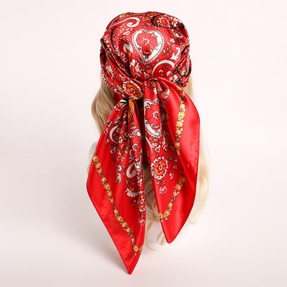 Nordic-striped Silk Scarf for Women – Influencer Style Look
