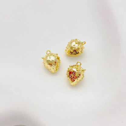 14K Gold Plated Zircon Studded Fruit Pendant Fashion Jewelry