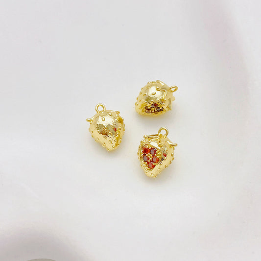 14K Gold Plated Zircon Studded Fruit Pendant Fashion Jewelry