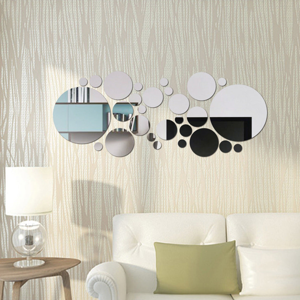3D Acrylic Mirror Wall Sticker Big and Small Circles Decor