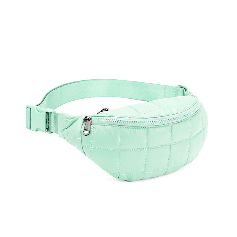 Solid-color Casual Crossbody Waist Bag – Quilted Diamond Style