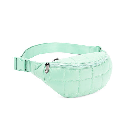 Solid-color Casual Crossbody Waist Bag – Quilted Diamond Style