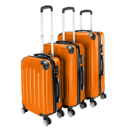 Portable 3-in-1 ABS Trolley Case Set in Orange 20inch 24inch