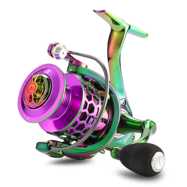 Colorful Spinning Fishing Reel – Honeycomb Hole Thread Cup