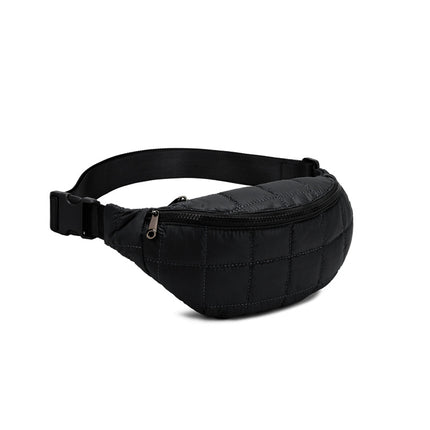 Solid-color Casual Crossbody Waist Bag – Quilted Diamond Style