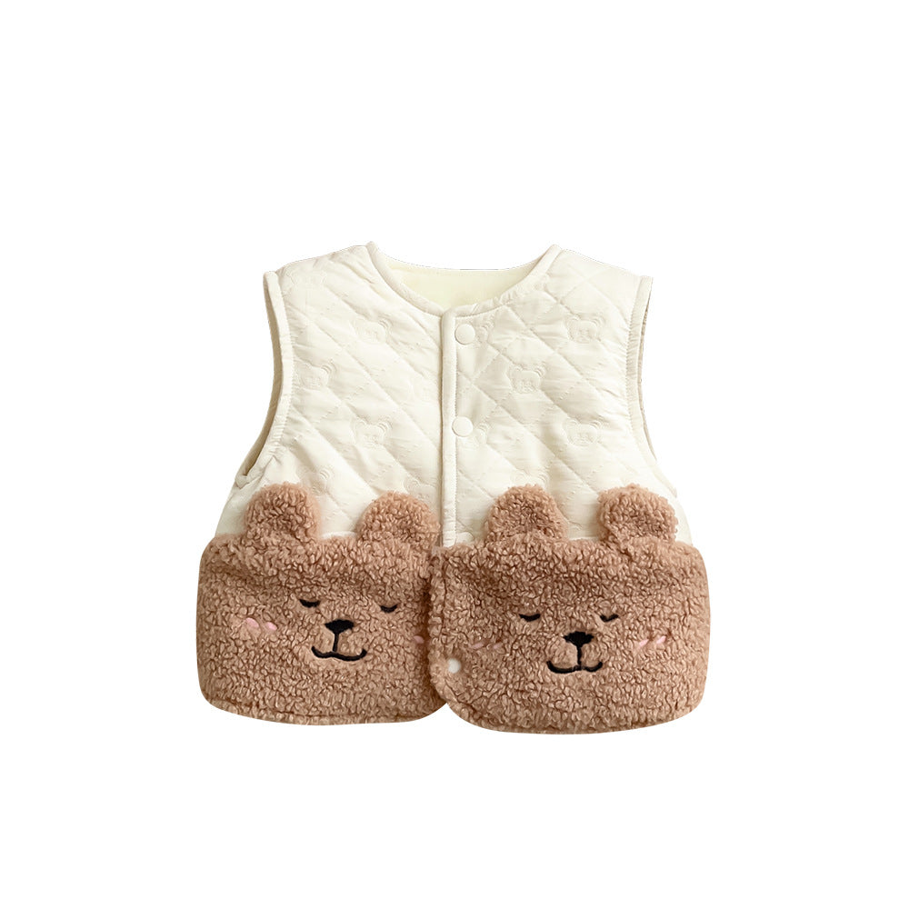 Children’s Cartoon Fleece Vest Windproof Thick Winter Jacket