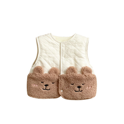 Children’s Cartoon Fleece Vest Windproof Thick Winter Jacket