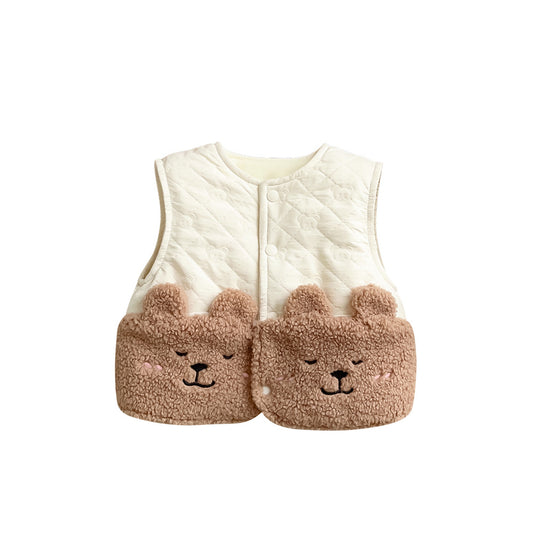 Children’s Cartoon Fleece Vest Windproof Thick Winter Jacket
