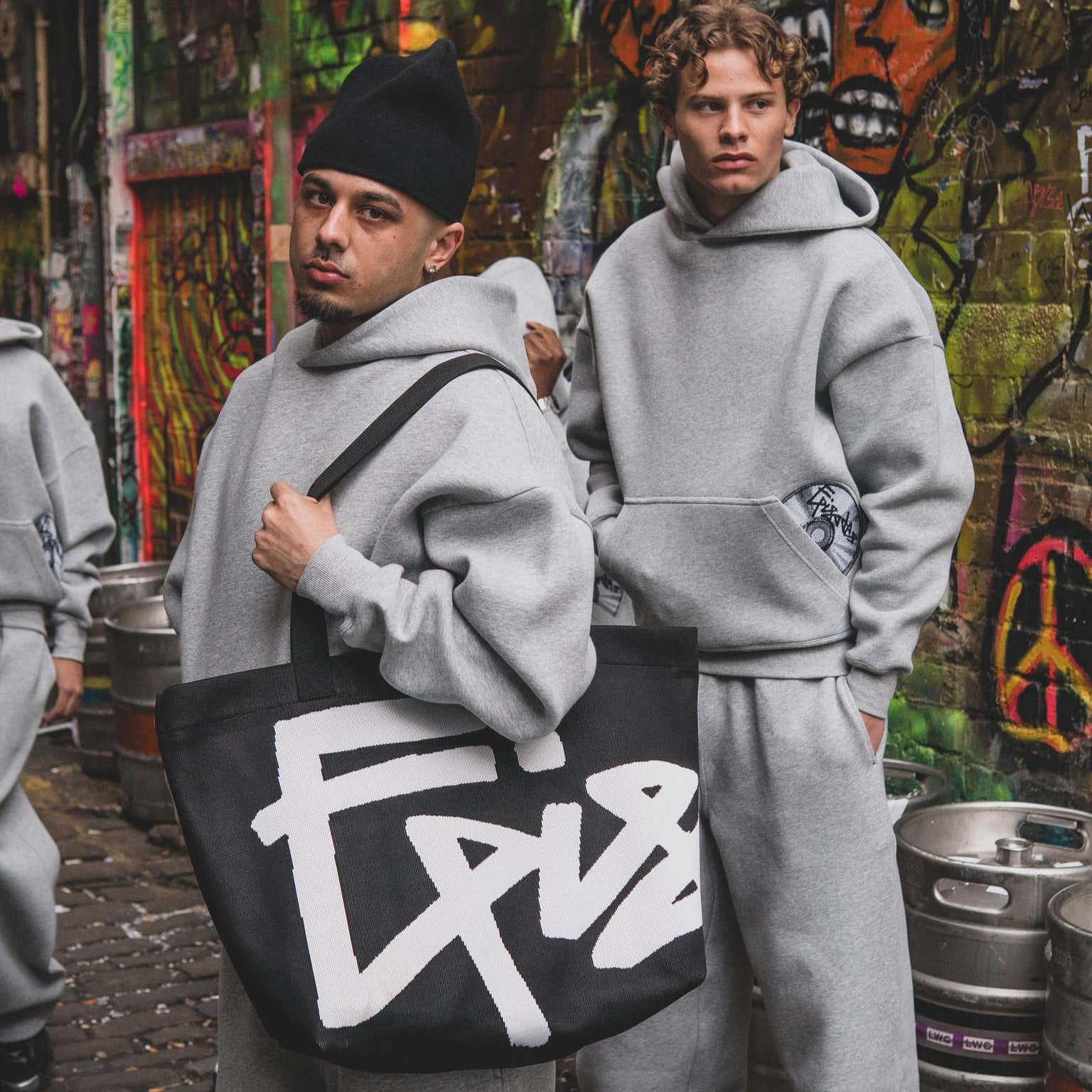 CD Print Hooded Sweatshirt and Sweatpants Set