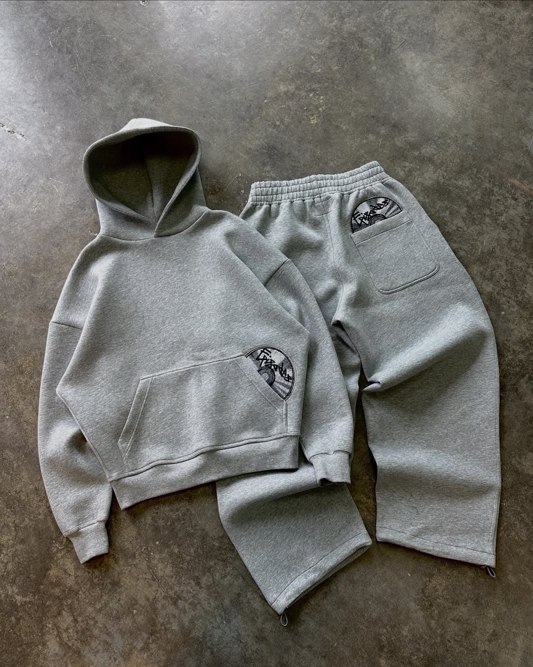 CD Print Hooded Sweatshirt and Sweatpants Set