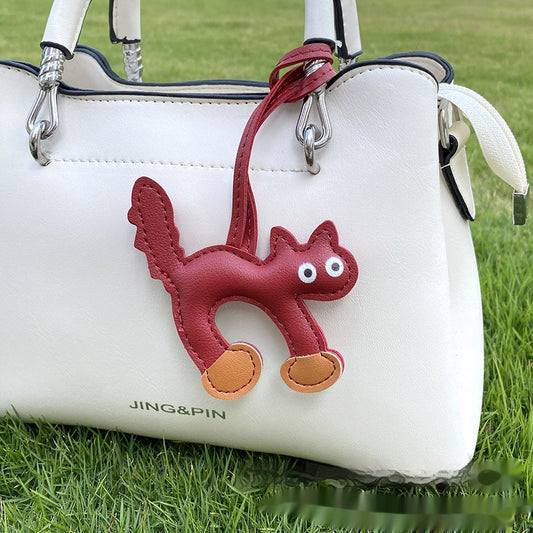 Mini CAT Leather Bag Pendant Charm for Bags and Keychains