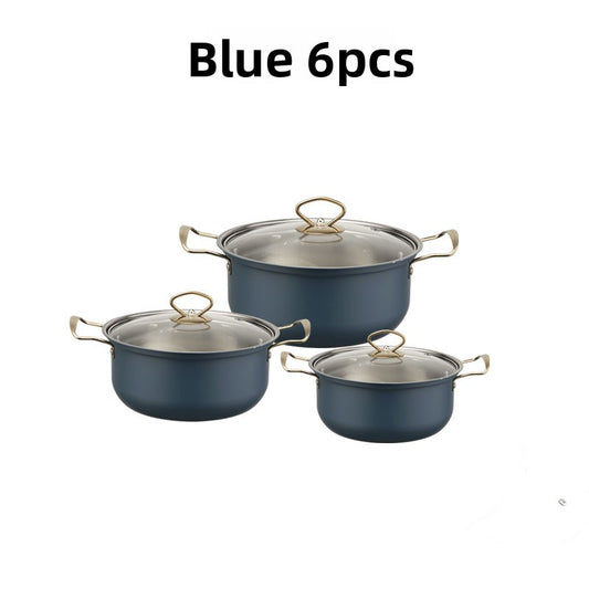 Stainless Steel Cookware Set Glass Lid Pots and Pans Kitchen