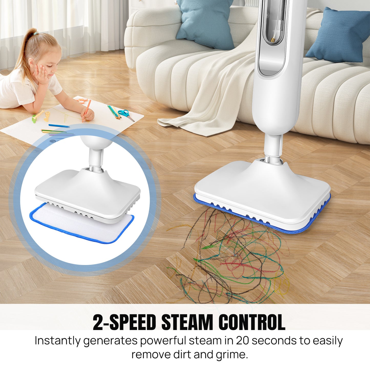 Electric Steam Mop and Cleaner for Deep Home Floor Care