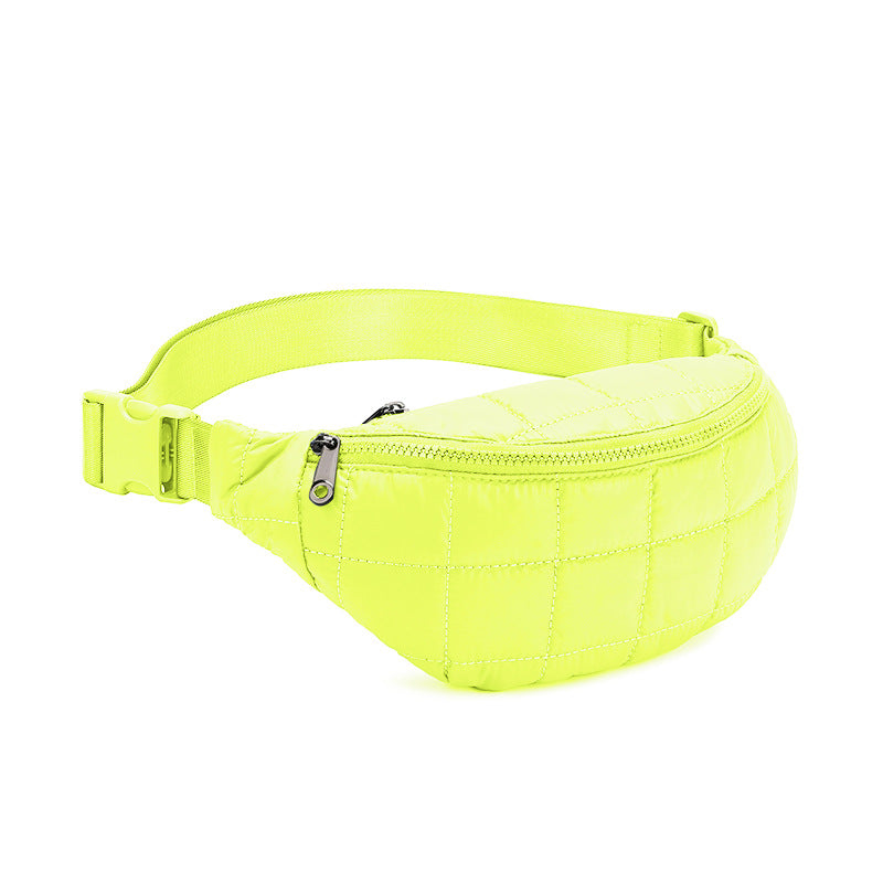 Solid-color Casual Crossbody Waist Bag – Quilted Diamond Style