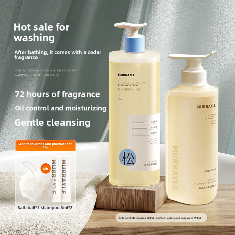 Cedar Shower Gel with 72-Hour Long-Lasting Fragrance and Mite-Removing Lotion