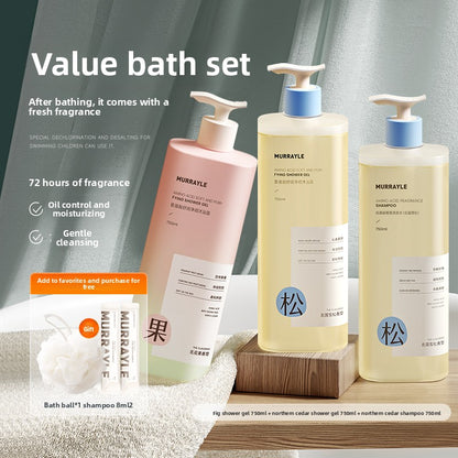 Cedar Shower Gel with 72-Hour Long-Lasting Fragrance and Mite-Removing Lotion