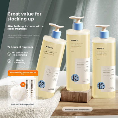 Cedar Shower Gel with 72-Hour Long-Lasting Fragrance and Mite-Removing Lotion