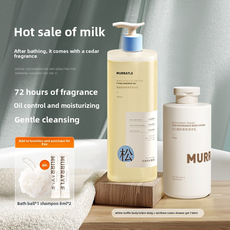 Cedar Shower Gel with 72-Hour Long-Lasting Fragrance and Mite-Removing Lotion