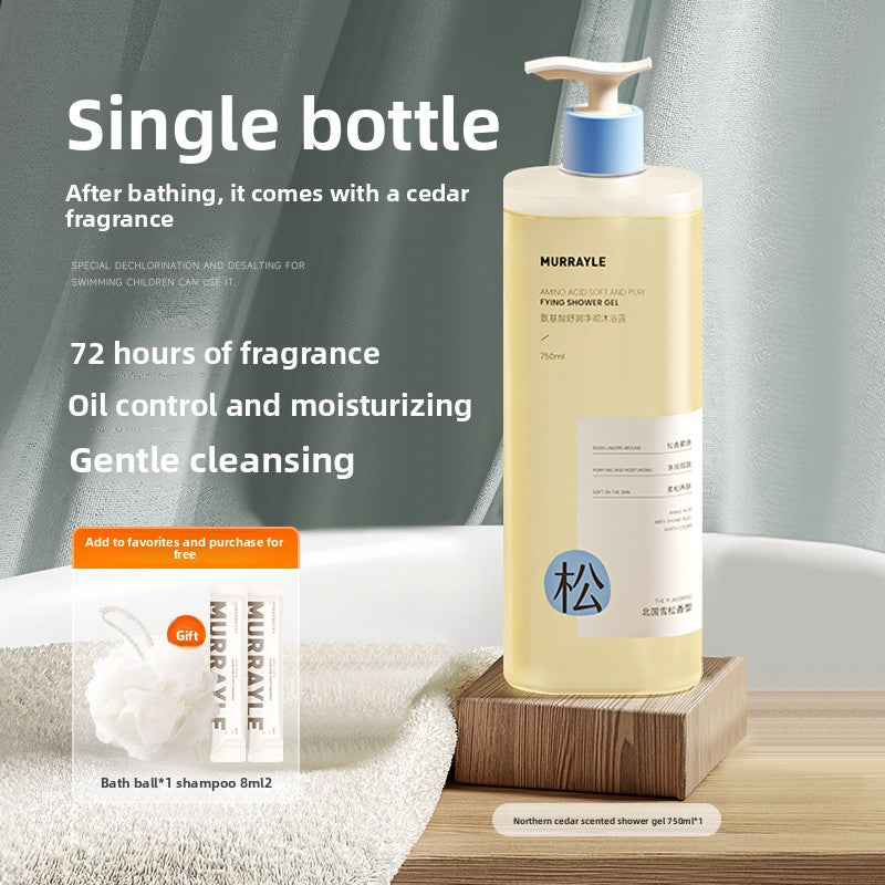 Cedar Shower Gel with 72-Hour Long-Lasting Fragrance and Mite-Removing Lotion